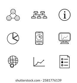 Data Analysis Line Icons for Mobile and Web
