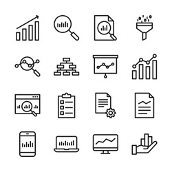 Data Analysis Line Icons Set Vector Illustration