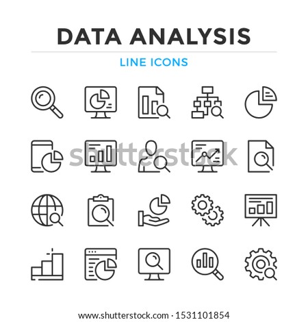 Data analysis line icons set. Modern outline elements, graphic design concepts, simple symbols collection. Vector line icons