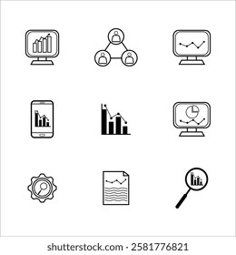 Data Analysis Line Icons vector illustration
