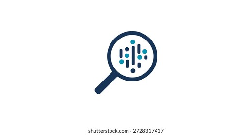Logotipo de análise de dados. lupa com símbolo de dados ilustração do vetor de logotipo.