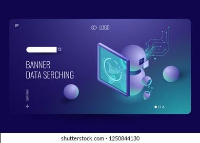 Data analysis, machine education, ai artificial intelligence learning, data processing algorithm, automation industry, 3d vector