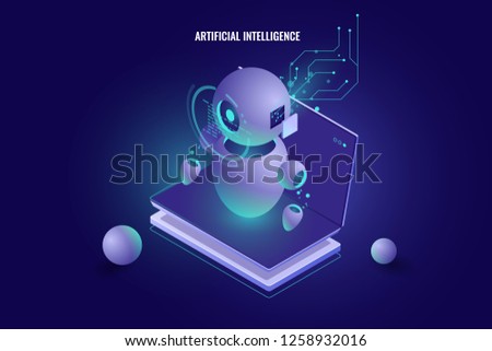 Data analysis, machine education, ai artificial intelligence learning, data processing algorithm, automation industry, 3d vector