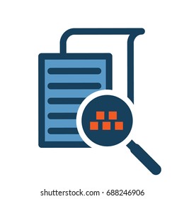 Data analysis with magnifier glass abstract icon. Financial management report concept illustration isolated vector. Transparent
