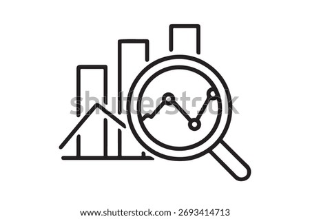 Data analysis and market trend inspection with a magnifying glass.