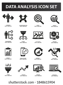 Data analysis and marketing vector icon set