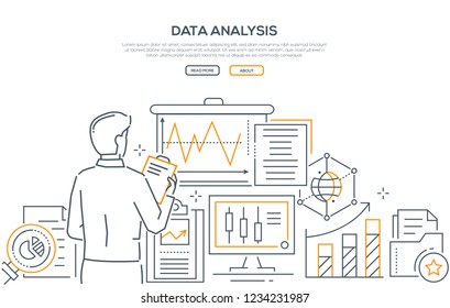 Data analysis - modern line design style web banner