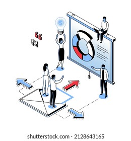 Data analysis - modern line isometry design style illustration