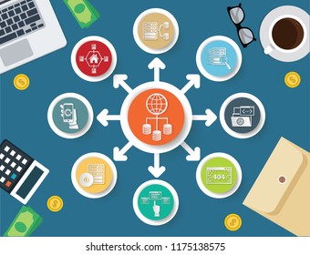 Data analysis and network vector info graphic