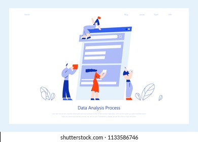 Data analysis, and office situations. Landing page template. Use in Web Project and Applications. svg