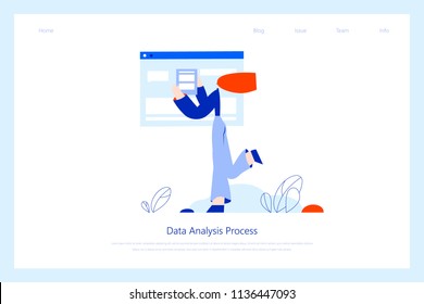 Data analysis, and office situations. Landing page template. Use in Web Project and Applications.