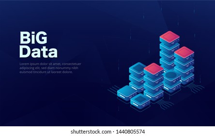 Data analysis, and office situations. Landing page template. 3d isometric illustration - Vector - Vector