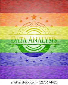 Data Analysis on mosaic background with the colors of the LGBT flag