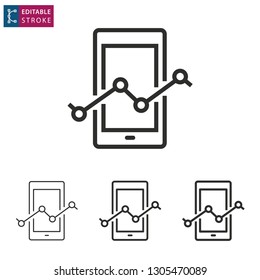 Data analysis outline icon on white background. Editable stroke. Vector illustration.