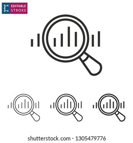 Data analysis outline icon on white background. Editable stroke. Vector illustration.