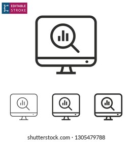 Data analysis outline icon on white background. Editable stroke. Vector illustration.