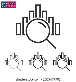 Data analysis outline icon on white background. Editable stroke. Vector illustration.