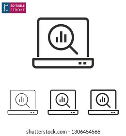 Data analysis outline icon on white background. Editable stroke. Vector illustration.