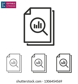 Data analysis outline icon on white background. Editable stroke. Vector illustration.