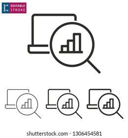 Data analysis outline icon on white background. Editable stroke. Vector illustration.