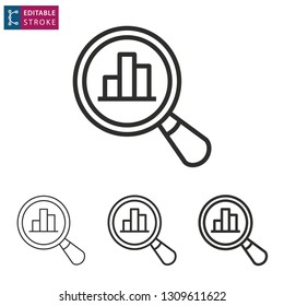 Data analysis outline icon on white background. Editable stroke. Vector illustration.