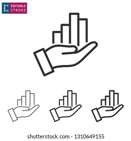 Data analysis outline icon on white background. Editable stroke. Vector illustration.