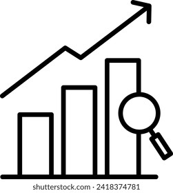 Data analysis performance business icon with black outline style. business, analysis, technology, finance, graph, chart, information. Vector Illustration