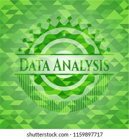 Data Analysis realistic green emblem. Mosaic background