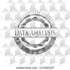 Data Analysis realistic grey emblem with geometric cube white background