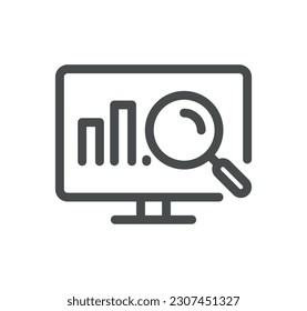 Data analysis related icon outline and linear vector.