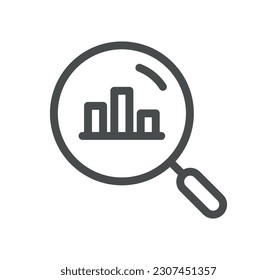 Data analysis related icon outline and linear vector.