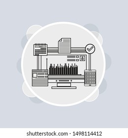 Data analysis related illustration. Research, information, analytic, report and strategy logo vector