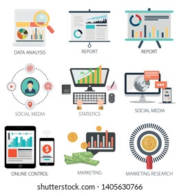 Data analysis with Report, social media, statistics, Online Control, Marketing and Marketing Research