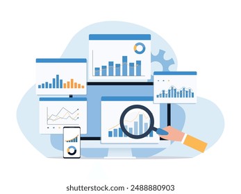 Data Analysis research flat vector illustration design