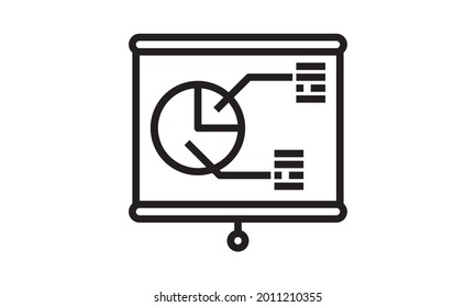  Data analysis, Data research, Data presentation icon flat style illustration.