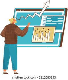 Data analysis research statistics concept. Strategy, business development. Results of statistical business research. Analyze growth of statistical indicators, income. Finance data and profit growth