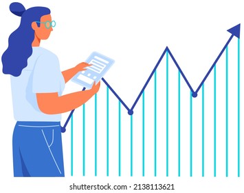 Data analysis research statistics concept. Strategy, business development. Results of statistical business research. Analyze growth of statistical indicators, income. Finance data and profit growth