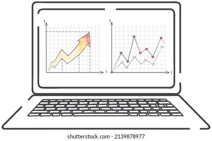 Data analysis research statistics concept. Strategy, business development. Results of statistical business research. Analyze growth of statistical indicators, income. Finance data and profit growth
