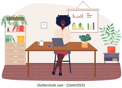 Data analysis research statistics concept. Work with statistics, strategy, business development. Female employee makes presentation of results of statistical research. Work with digital technologies