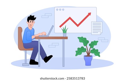 Data analysis research statistics concept. Strategy, business development. Results of statistical business research. Analyze growth of statistical indicators, income. Finance data and profit growth.