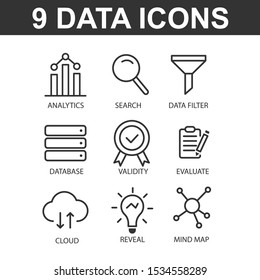 Data analysis set icon on white background