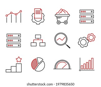 Conjunto de análisis de datos plantilla de símbolo de icono para colección de diseño gráfico y web ilustración vectorial