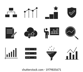 Data analysis set icon symbol template for graphic and web design collection logo vector illustration