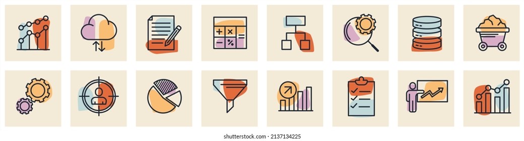Data analysis set icon symbol template for graphic and web design collection logo vector illustration