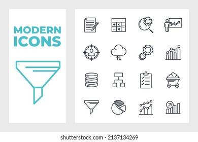 Data analysis set icon symbol template for graphic and web design collection logo vector illustration