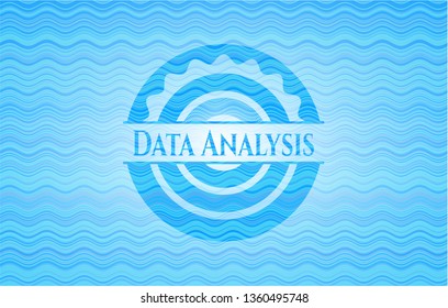 Data Analysis sky blue water wave badge background.