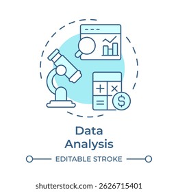 Data analysis soft blue concept icon. Statistical metrics. Research, analytics. Round shape line illustration. Abstract idea. Graphic design. Easy to use in infographic, presentation