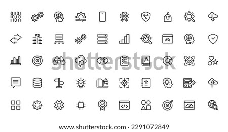Data analysis, statistics, analytics - minimal thin line web icon set. Outline icons collection.
