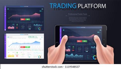 Data analysis, statistics collection. Infographic dashboard template with flat design graphs and pie charts. Information Graphics elements for UI UX design. Web elements in mode