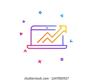 Data Analysis and Statistics line icon. Report graph or Chart sign. Computer data processing symbol. Gradient line button. Sales diagram icon design. Colorful geometric shapes. Vector